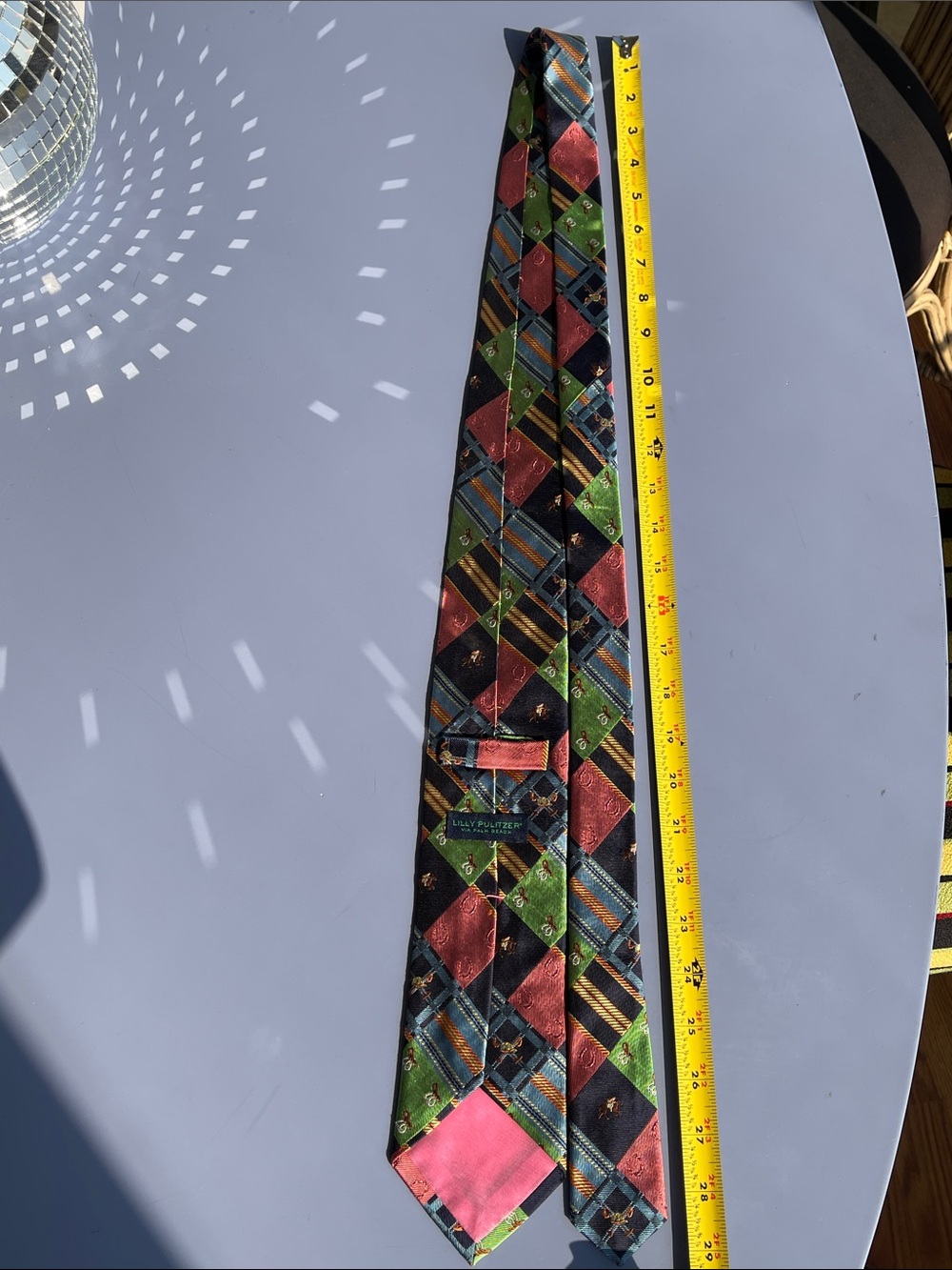 Lilly Pulitzer Vintage Kentucky Derby Silk Tie in Coral, Olive & Navy - Picture 5 of 7